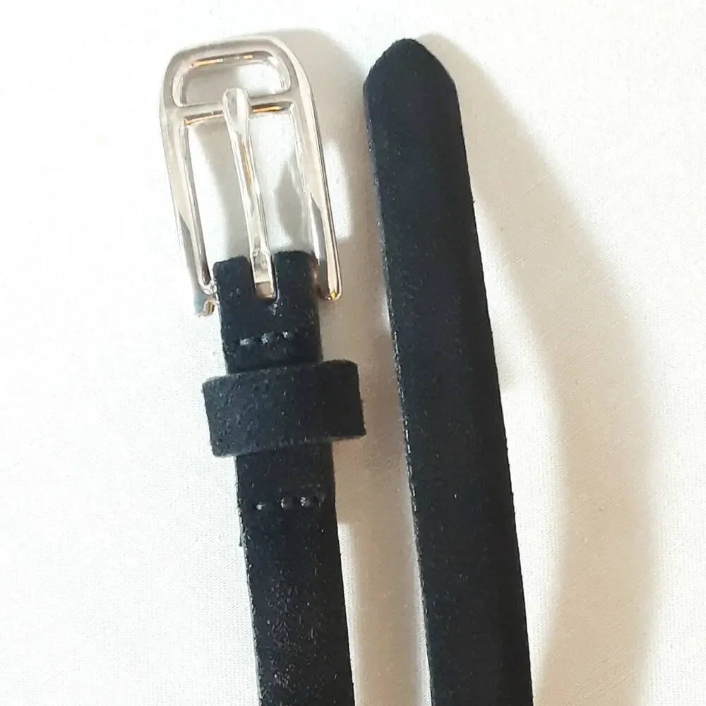 Banana Republic Womens Black Skinny Genuine Calfsuede Leather Belt Size Small
